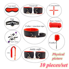 Load image into Gallery viewer, Leather BDSM Kit Bondage Set Adult Toys Sex Games Handcuffs Whip sm Sex Toy Kits Exotic Accessories Erotic Sex Toys for Couples
