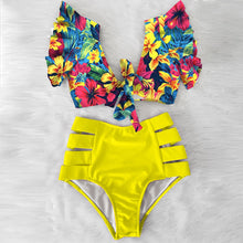 Load image into Gallery viewer, High Waist Ruffled Sexy Bikini Set 2022 Flounce Biquini Swimwear Women Two Pieces Swimsuit Floral Beachwear V-Neck Bathing Suit
