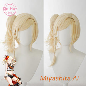 【Anihut】Miyashita Ai Cosplay Wig PERFECT DREAM PROJECT Cosplay  Blonde Hair Miyashita Ai LoveLive PDP - CosCouture