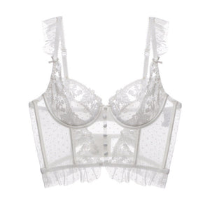 CINOON French Embroidery Lace Women&#39;s Bra Top Sweet Female Wedding White Bralette Vest Sexy Corset Bras Comfortable Intimates