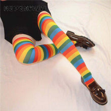 Load image into Gallery viewer, Rainbow Pattern Women Multicolor Socks Thigh High Long - CosCouture
