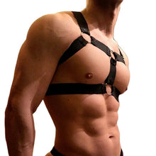 Load image into Gallery viewer, CLEVER-MENMODE Harness Men Strap Costume Sexy Shoulder Bondage Chest Lingerie Metal Ring Elastic Belt Erotic Hombre Hollow
