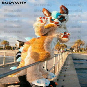 Fursuit Long Fur Husky Dog Fox Cosplay Mascot Costume Party Furry Suits - CosCouture