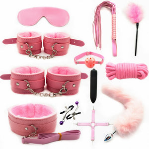 Leather BDSM Kit Bondage Set Adult Toys Sex Games Handcuffs Whip sm Sex Toy Kits Exotic Accessories Erotic Sex Toys for Couples