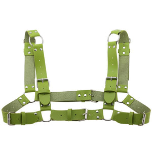 Women Men Sexy Punk Chest Harness Adjustable Caged Metal Body Chain PU Leather Choker Statement Necklace Party Clubwear