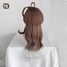 Load image into Gallery viewer, UWOWO Game Arknights Eyjafjalla Cosplay Wig 80cm Brown Silver Gray Gradient Wavy Hair Cosplay Wig - CosCouture
