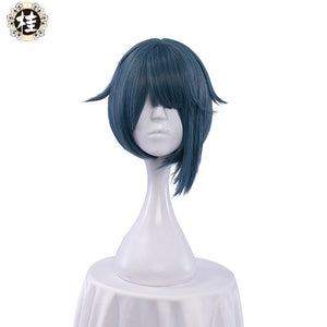 UWOWO Game Genshin Impact Xingqiu Cosplay Wig 30cm Short Grey Blue Genshin Impact Xing Qiu Wigs Heat Resistant Synthetic - CosCouture