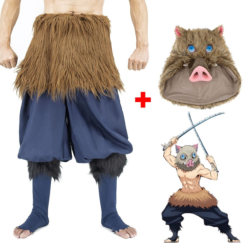 2020 Hashibira Inosuke Cosplay Costume Demon Slayer Inosuke Hashibira Headgear Adult Costumes Halloween Party Props Accessories - CosCouture