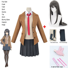 Load image into Gallery viewer, Anime Sakurajima Mai Cosplay Costume Rascal Does Not Dream of Bunny Girl Senpai Mai Cosplay Wig and Bunny Ears Headwear - CosCouture
