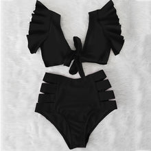 Load image into Gallery viewer, High Waist Ruffled Sexy Bikini Set 2022 Flounce Biquini Swimwear Women Two Pieces Swimsuit Floral Beachwear V-Neck Bathing Suit
