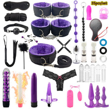 Load image into Gallery viewer, Leather BDSM Kit Bondage Set Adult Toys Sex Games Handcuffs Whip sm Sex Toy Kits Exotic Accessories Erotic Sex Toys for Couples

