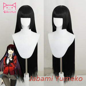 【AniHut】Jabami Yumeko Wig Kakegurui Cosplay Wig Women Black 100cm Heat Resistant Synthetic Hair - CosCouture