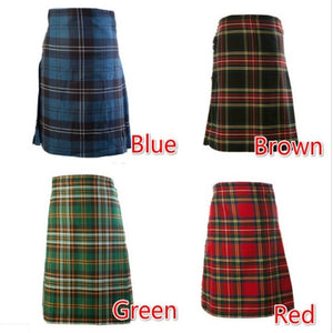 Men Scotland Kilt Tartan Plaid Pleated Skirt Traditional Clothing Halloween Cosplay Costumes Knee Length Medieval Gothic Bottoms - CosCouture