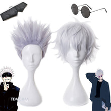 Load image into Gallery viewer, Gojo Satoru Cosplay Wigs Anime Jujutsu Kaisen Gojo Short Heat Resistant Synthetic Hair with Wig Cap - CosCouture
