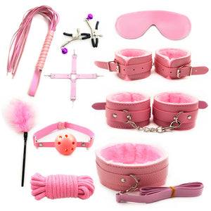Leather BDSM Kit Bondage Set Adult Toys Sex Games Handcuffs Whip sm Sex Toy Kits Exotic Accessories Erotic Sex Toys for Couples
