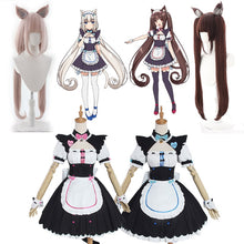 Load image into Gallery viewer, Anime Nekopara Cosplay Wigs Chocolat and Vanilla Costume Women&#39;s Dresss Nekopara Maid Uniform Set Halloween Show Skirt - CosCouture
