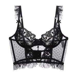 CINOON French Embroidery Lace Women&#39;s Bra Top Sweet Female Wedding White Bralette Vest Sexy Corset Bras Comfortable Intimates
