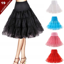 Load image into Gallery viewer, Free Short Organza Halloween Petticoat Lolita Rockabilly Ruffle Vintage Women&#39;s 50s Crinoline Tutu Underskirt 26&quot; For Cosplay
