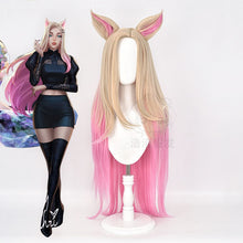 Load image into Gallery viewer, Ahri Cosplay Costume LOL Baddest KDA Ahri Cosplay Wig and Woman Black Uniforms Halloween Carnival Paty Costumes - CosCouture
