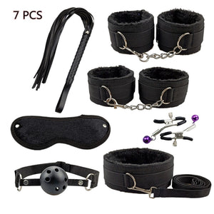 Leather BDSM Kit Bondage Set Adult Toys Sex Games Handcuffs Whip sm Sex Toy Kits Exotic Accessories Erotic Sex Toys for Couples