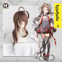 Load image into Gallery viewer, UWOWO Game Arknights Eyjafjalla Cosplay Wig 80cm Brown Silver Gray Gradient Wavy Hair Cosplay Wig - CosCouture
