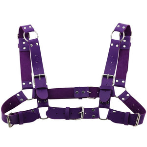 Women Men Sexy Punk Chest Harness Adjustable Caged Metal Body Chain PU Leather Choker Statement Necklace Party Clubwear