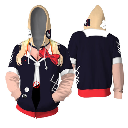 2020 Enoshima Junko Cosplay Hoodies Danganronpa 2 Coat Nanami Chiaki Sweatshirts Mikan Tsumiki Hooded Zip Jacket Anime Adult - CosCouture