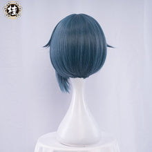 Load image into Gallery viewer, UWOWO Game Genshin Impact Xingqiu Cosplay Wig 30cm Short Grey Blue Genshin Impact Xing Qiu Wigs Heat Resistant Synthetic - CosCouture
