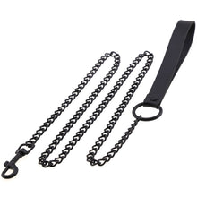 Load image into Gallery viewer, Unisex Black Metal Traction Chain with Neck Restraints Collar Leash for Fetish Slave Cosplay Bdsm Bondage Sex Strap
