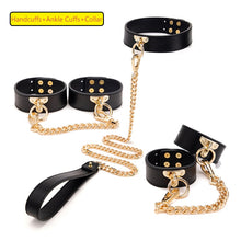 Load image into Gallery viewer, BLACKWOLF BDSM Bondage Kits Genuine Leather Restraint Set Handcuffs Collar Gag Rabbit Vibrators Adult Sex Toys For Women Couples
