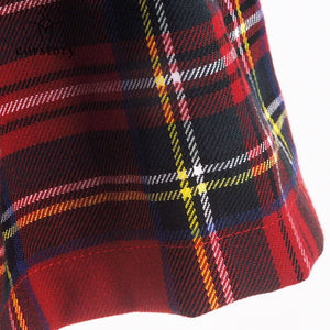 Scottish Mens Kilt Traditional Red Plaid Belt Pleated Chain Bilateral Short Skirt Gothic Punk Scotland Skirts Tartan Trousers XL - CosCouture