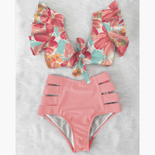 Load image into Gallery viewer, High Waist Ruffled Sexy Bikini Set 2022 Flounce Biquini Swimwear Women Two Pieces Swimsuit Floral Beachwear V-Neck Bathing Suit
