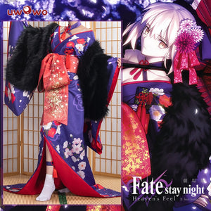 UWOWO Anime Fate Stay Night Heaven's Feel Saber Alter/Arturia Pendragon Alter Cosplay Costume Women Kimono Fate Grand Order/FGO - CosCouture