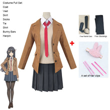 Load image into Gallery viewer, Anime Sakurajima Mai Cosplay Costume Rascal Does Not Dream of Bunny Girl Senpai Mai Cosplay Wig and Bunny Ears Headwear - CosCouture
