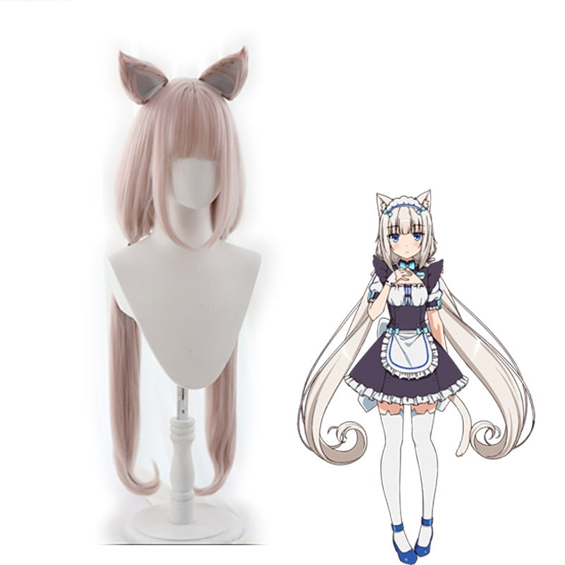 Anime Nekopara Cosplay Wigs Chocolat and Vanilla Costume Women's Dresss Nekopara Maid Uniform Set Halloween Show Skirt - CosCouture