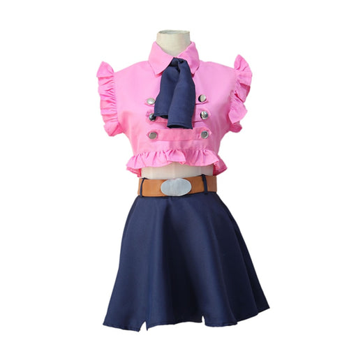 Cosztkhp Anime The Seven Deadly Sins Elizabeth Liones Cosplay Costume Full Set Dress(Top+Skirt+Bow tie+Belt) Halloween Costumes - CosCouture
