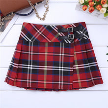 Load image into Gallery viewer, 4-14 Years Fashion Pleated Side Split Plaid Kids Girls  A-line Skirt Tartan Kilt with Faux Leather Buckle School Girls Skirt - CosCouture
