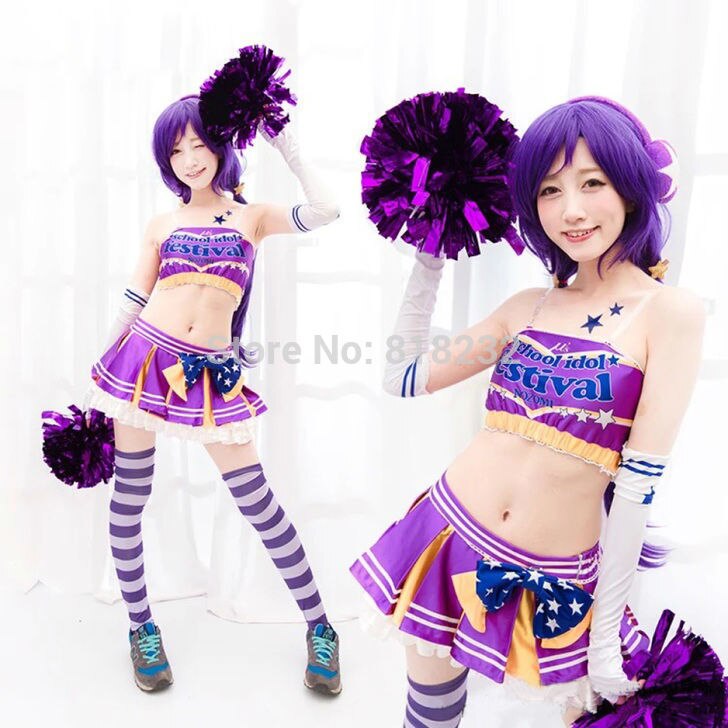 Love Live School Idol Project Tojo Nozomi Cheerleader Tee Dress Uniform Outfit Anime Cosplay Costumes - CosCouture
