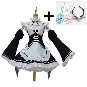Re Zero Kara Hajimeru Isekai Seikatsu Ramu RAM Remu REM Maid Apron Dress - CosCouture