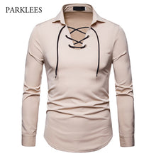 Load image into Gallery viewer, Brand White Men Shirt Long Sleeve Chemise Homme 2018 Scottish Jacobite Ghillie Kilt Mens Slim Fit Dress Shirts Casual Camisa XXL - CosCouture
