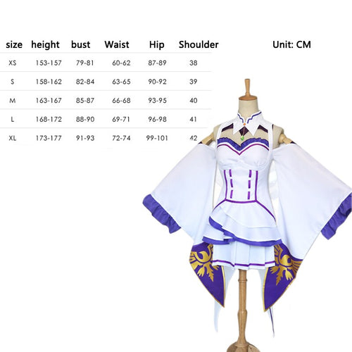 Emilia Dress Re Zero Cosplay Sets Wig Women Cosplay Dress Emilia Cosplay costume Anime Cosplay Party Halloween Party cloak wig - CosCouture