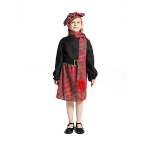 high quality Scotland Girls Dress Halloween Costume For Kids Scots Kilt Carnival Party Cosplay Festival Plaid Skirt Hat Scarf - CosCouture