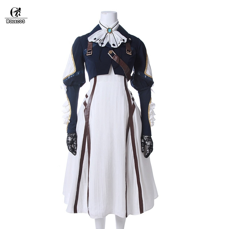 ROLECOS Violet Evergarden Cosplay Costume Anime Violet Evergarden Costume for Women Halloween (Top + Dress + Gloves) Size S-3XL