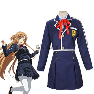 Sword Art Online SAO Yuuki Asuna School Uniform Coat Shirt Skirt Anime Outfit Cosplay Costumes - CosCouture