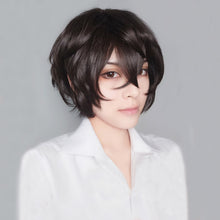 Load image into Gallery viewer, High Quality Bungo Stray Dogs Dazai Osamu Short Brown Curly Hair Heat Resistant Cosplay Anime Wigs + Wig Cap - CosCouture
