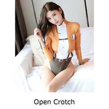 Load image into Gallery viewer, Attack on Titan Anime Cosplay Costumes Sexy Underwear Fantastic Intimate Goods Crochless Loli Sexy Open Girls Lingerie Bodysuit - CosCouture
