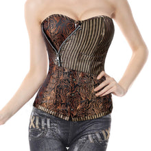Load image into Gallery viewer, Miss Moly Steampunk Corset Gothic Bustiers Boned Zipper Brown Top Woman Tummy Slimming Sheath Modeling Shapewear Body Shaper
