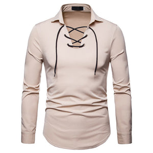 Brand White Men Shirt Long Sleeve Chemise Homme 2018 Scottish Jacobite Ghillie Kilt Mens Slim Fit Dress Shirts Casual Camisa XXL - CosCouture