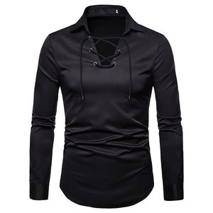 Brand White Men Shirt Long Sleeve Chemise Homme 2018 Scottish Jacobite Ghillie Kilt Mens Slim Fit Dress Shirts Casual Camisa XXL - CosCouture
