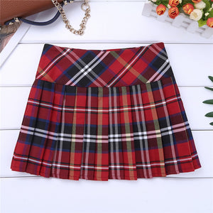 4-14 Years Fashion Pleated Side Split Plaid Kids Girls  A-line Skirt Tartan Kilt with Faux Leather Buckle School Girls Skirt - CosCouture